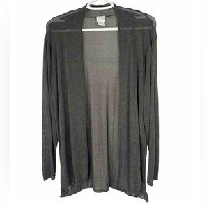 EILEEN FISHER‎ HONG KONG🇭🇰MADE Long Sleeve Open Knit Black Cardigan MEDIUM